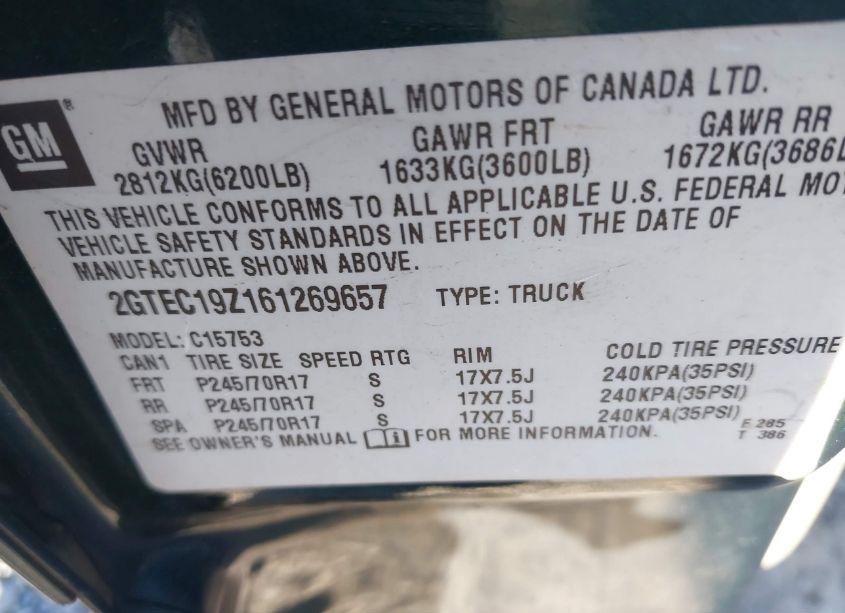 Photo 9 of 2006 Gmc Sierra 1500 SLE1 (VIN 2GTEC19Z161269657)
