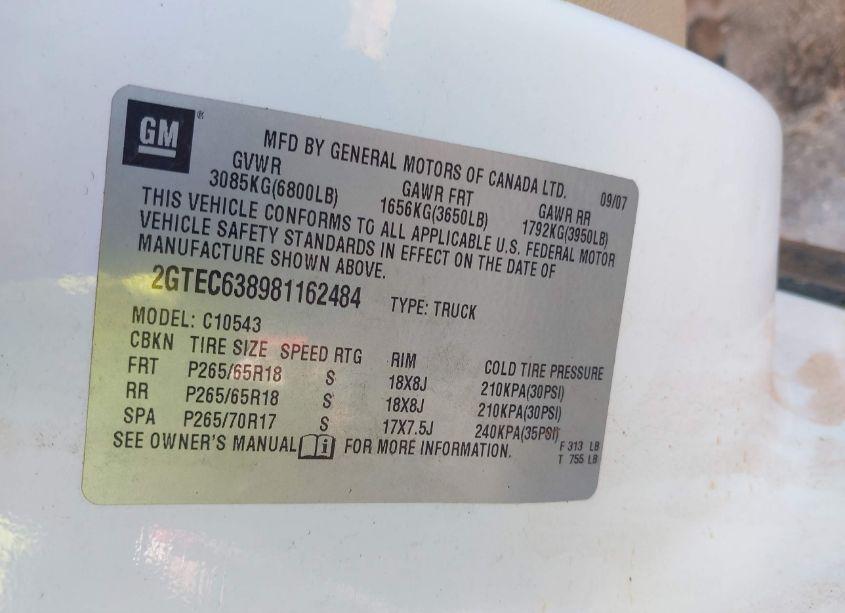 Photo 9 of 2008 Gmc Sierra 1500 DENALI (VIN 2GTEC638981162484)