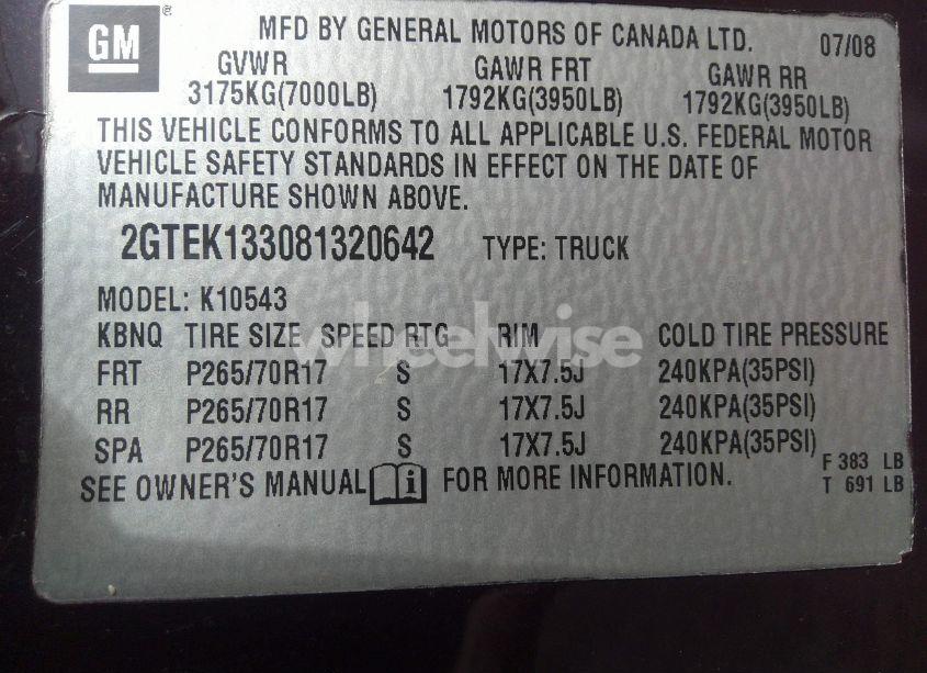 Photo 9 of 2008 Gmc Sierra 1500 SLE1 (VIN 2GTEK133081320642)