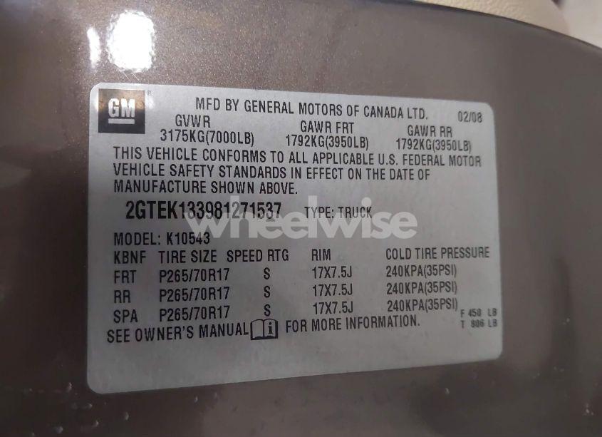Photo 9 of 2008 Gmc Sierra 1500 SLT (VIN 2GTEK133981271537)
