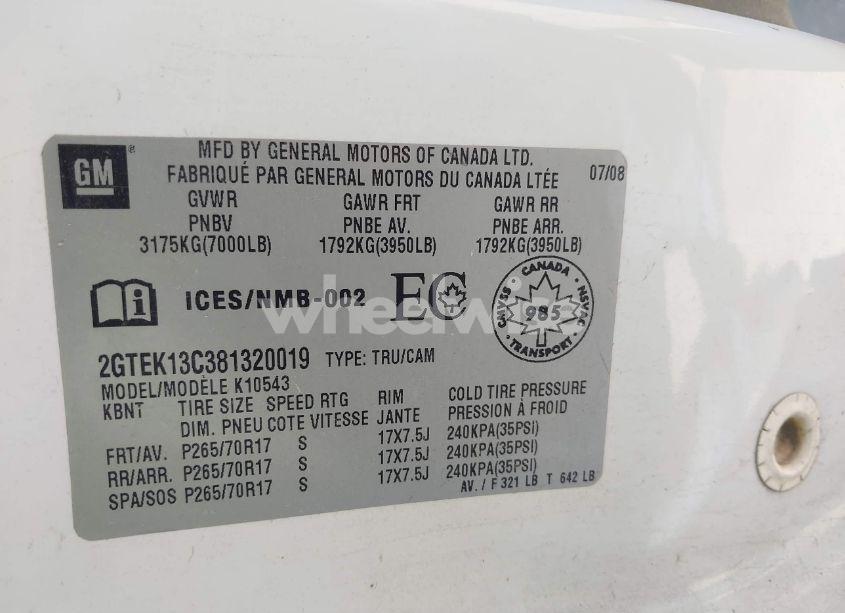 Photo 9 of 2008 Gmc Sierra 1500 SHELBY KR/SLE1/WORK TRUCK (VIN 2GTEK13C381320019)