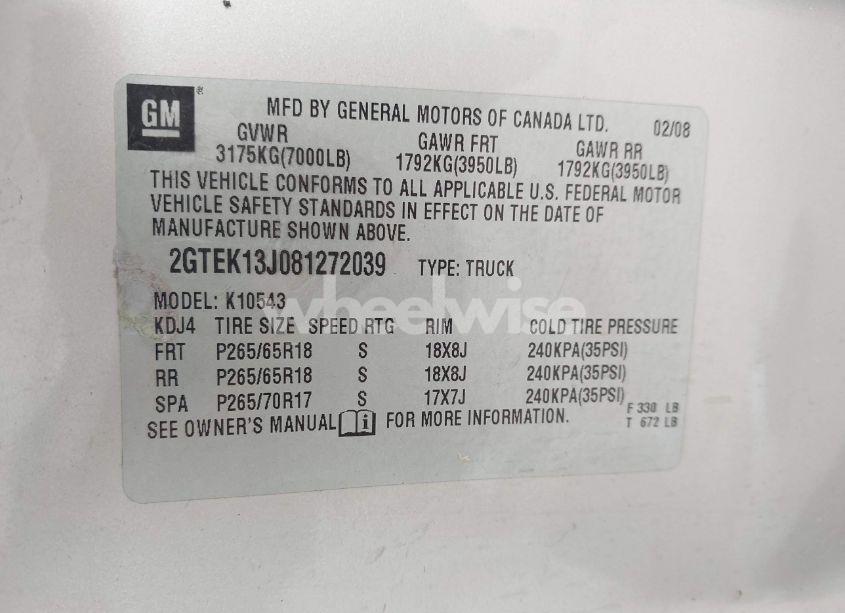 Photo 9 of 2008 Gmc Sierra 1500 SLT (VIN 2GTEK13J081272039)