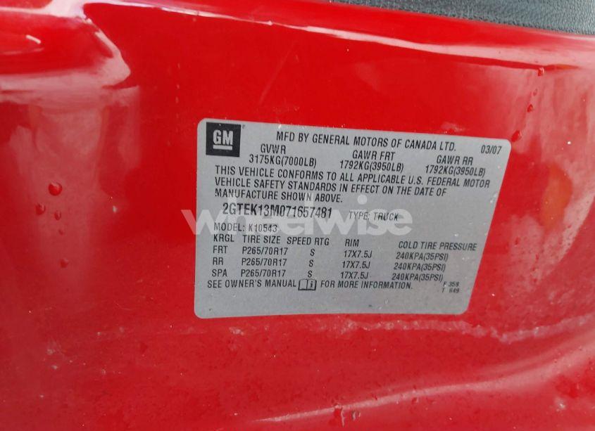 Photo 9 of 2007 Gmc Sierra 1500 SLE1 (VIN 2GTEK13M071657481)