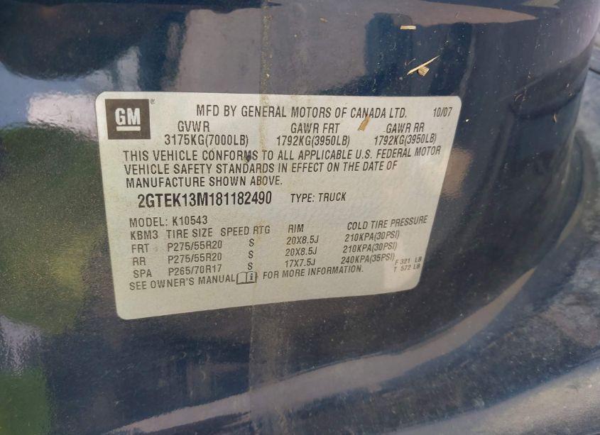 Photo 9 of 2008 Gmc Sierra 1500 SLE1 (VIN 2GTEK13M181182490)