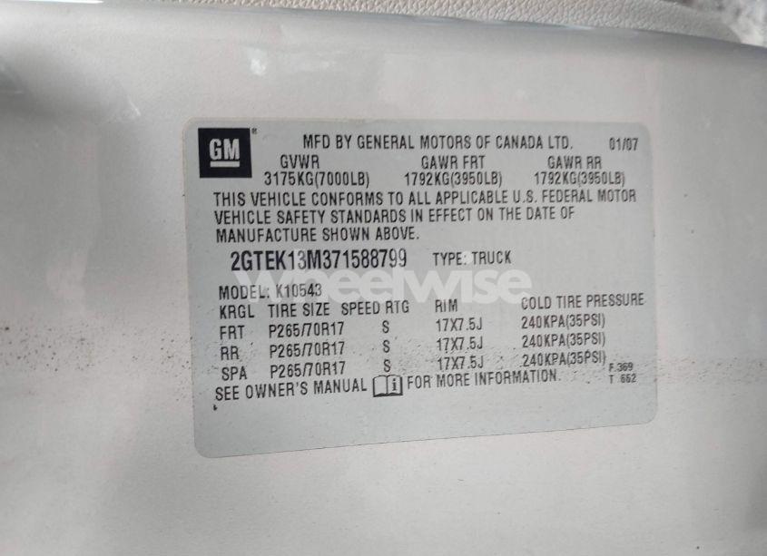 Photo 9 of 2007 Gmc Sierra 1500 SLE1 (VIN 2GTEK13M371588799)