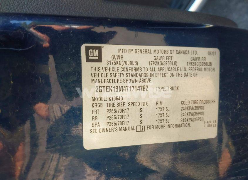 Photo 9 of 2007 Gmc Sierra 1500 SLE2 (VIN 2GTEK13M471714782)