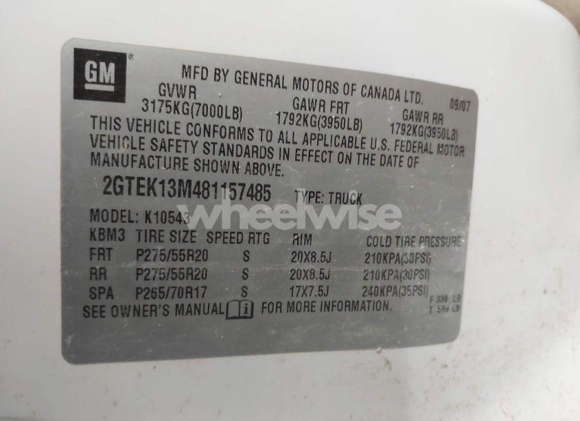 Photo 9 of 2008 Gmc Sierra 1500 SLE1 (VIN 2GTEK13M481157485)