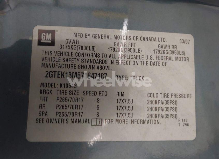 Photo 9 of 2007 Gmc Sierra 1500 SLT (VIN 2GTEK13M571647187)