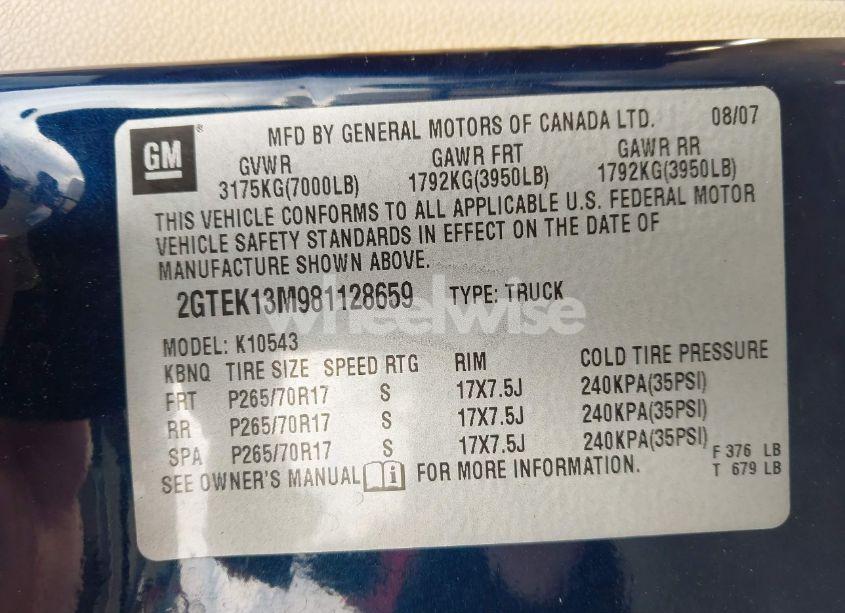 Photo 9 of 2008 Gmc Sierra 1500 SLE1 (VIN 2GTEK13M981128659)