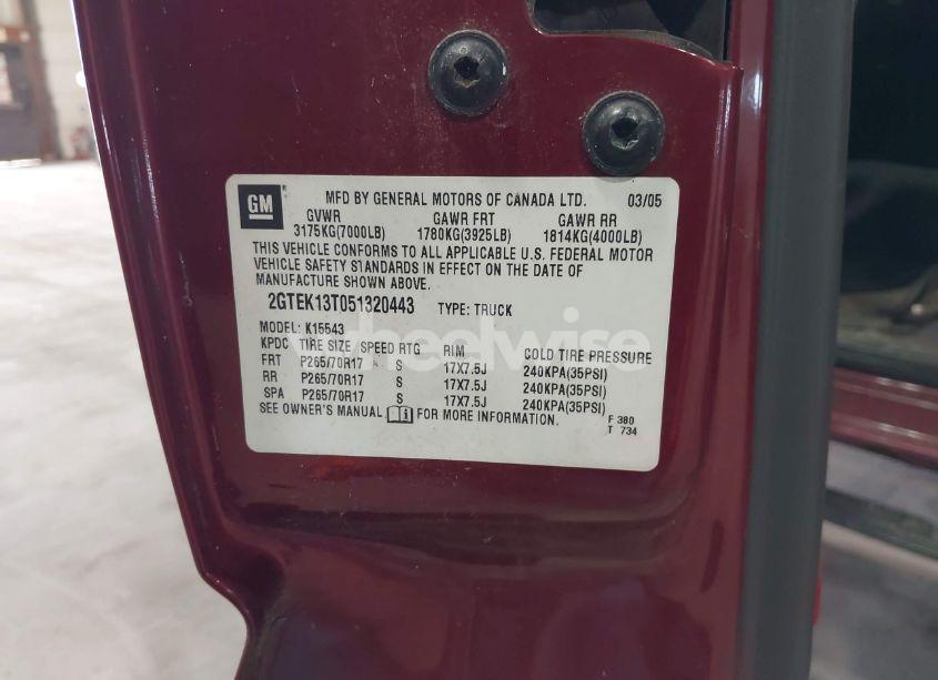 Photo 9 of 2005 Gmc Sierra 1500 SLE (VIN 2GTEK13T051320443)
