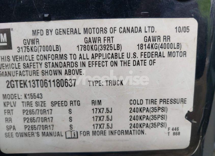 Photo 9 of 2006 Gmc Sierra 1500 SLE2 (VIN 2GTEK13T061180637)