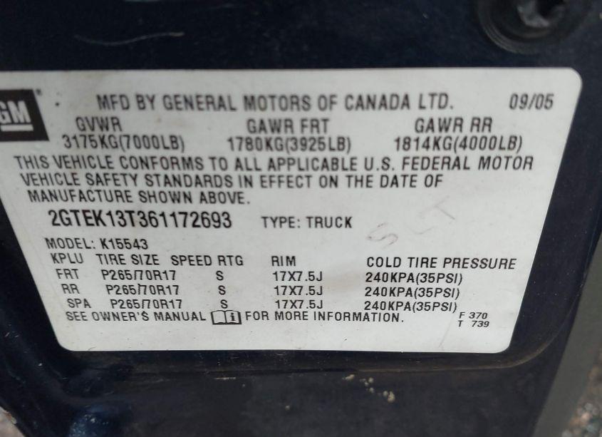 Photo 9 of 2006 Gmc Sierra 1500 SLE1 (VIN 2GTEK13T361172693)