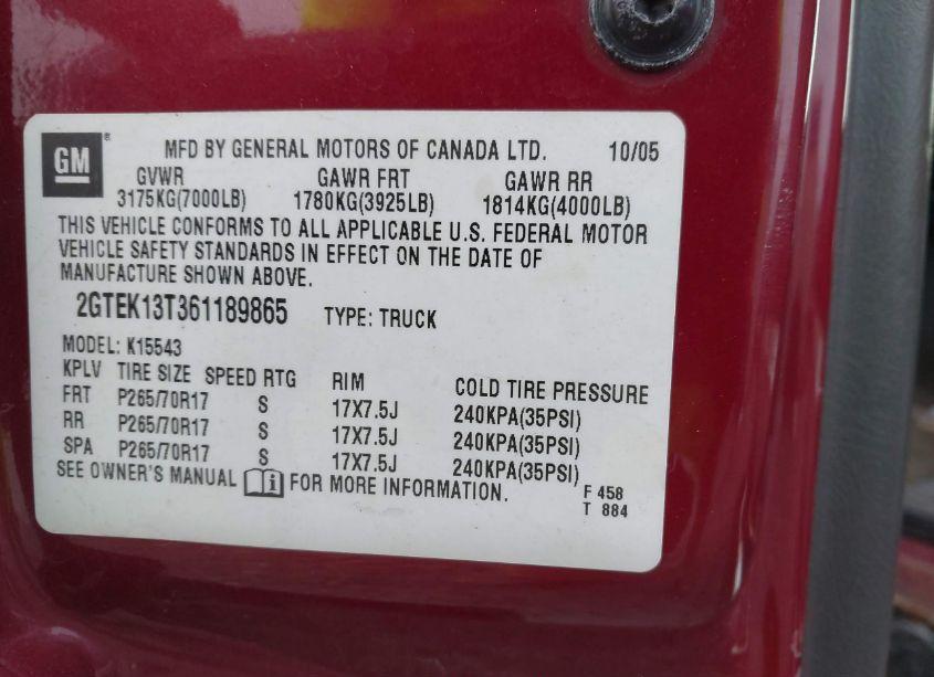 Photo 9 of 2006 Gmc Sierra 1500 SLE2 (VIN 2GTEK13T361189865)