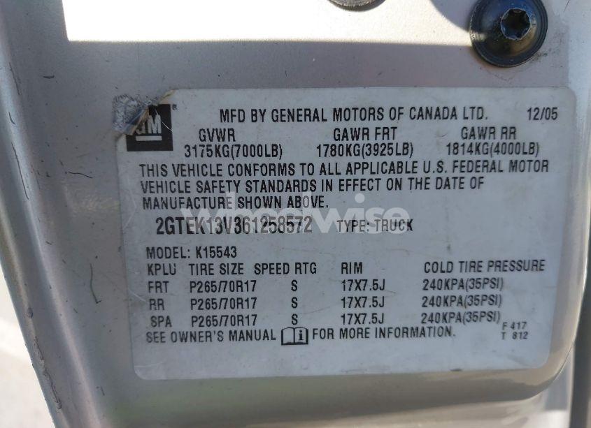 Photo 9 of 2006 Gmc Sierra 1500 SL (VIN 2GTEK13V361258572)