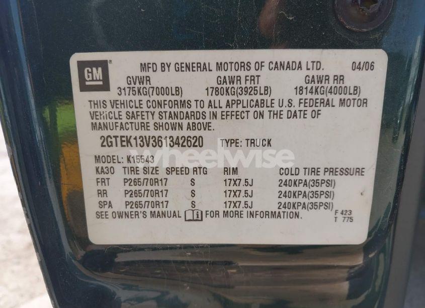 Photo 9 of 2006 Gmc Sierra 1500 SL (VIN 2GTEK13V361342620)