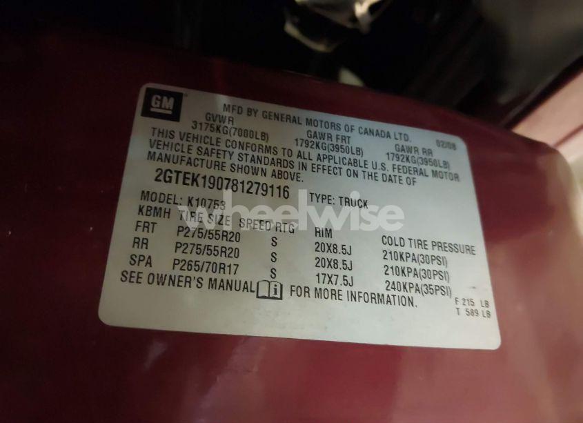 Photo 9 of 2008 Gmc Sierra 1500 SLE1 (VIN 2GTEK190781279116)