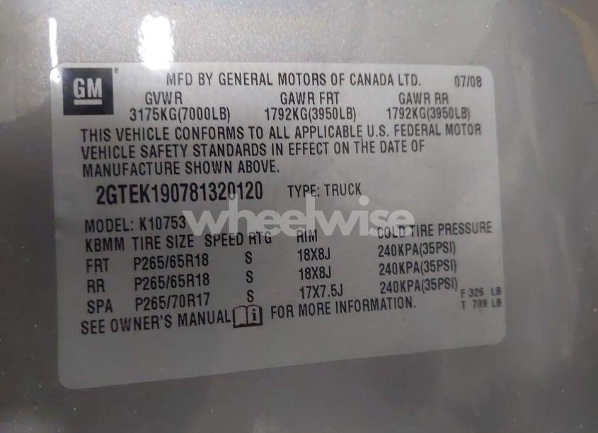 Photo 9 of 2008 Gmc Sierra 1500 SLE2 (VIN 2GTEK190781320120)