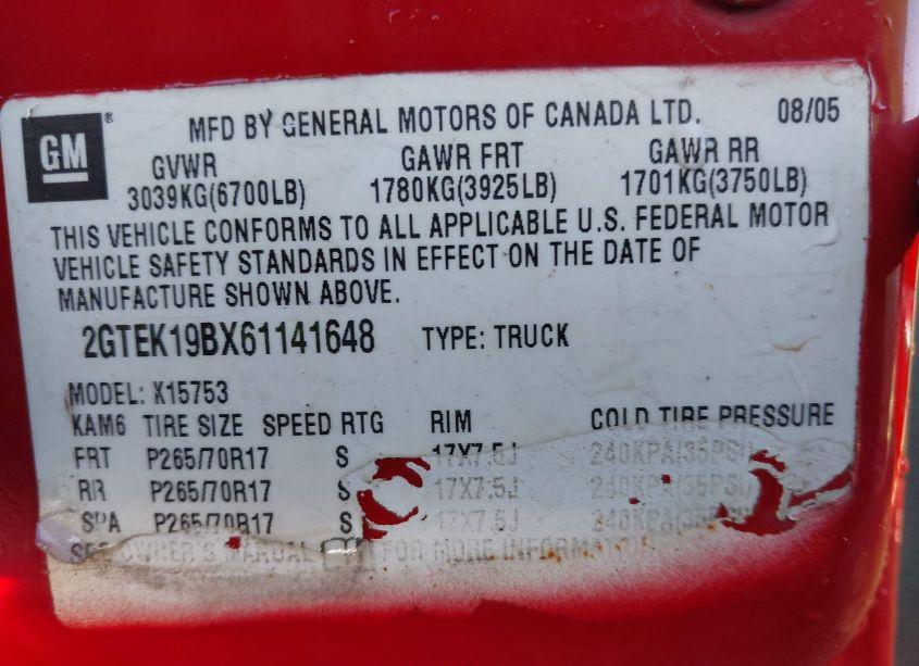 Photo 9 of 2006 Gmc Sierra 1500 SLT (VIN 2GTEK19BX61141648)