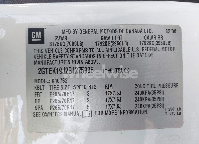 Photo 9 of 2008 Gmc Sierra 1500 SLE1 (VIN 2GTEK19J281275998)