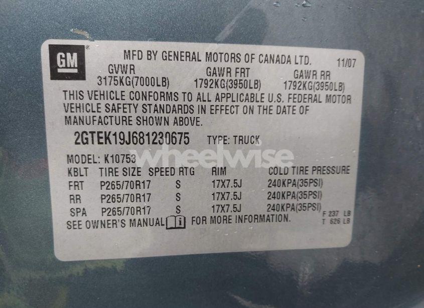 Photo 9 of 2008 Gmc Sierra 1500 SLE1 (VIN 2GTEK19J681230675)