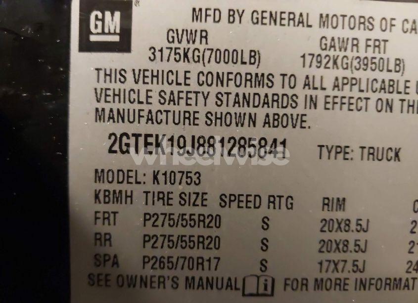 Photo 9 of 2008 Gmc Sierra 1500 SLE1 (VIN 2GTEK19J881285841)