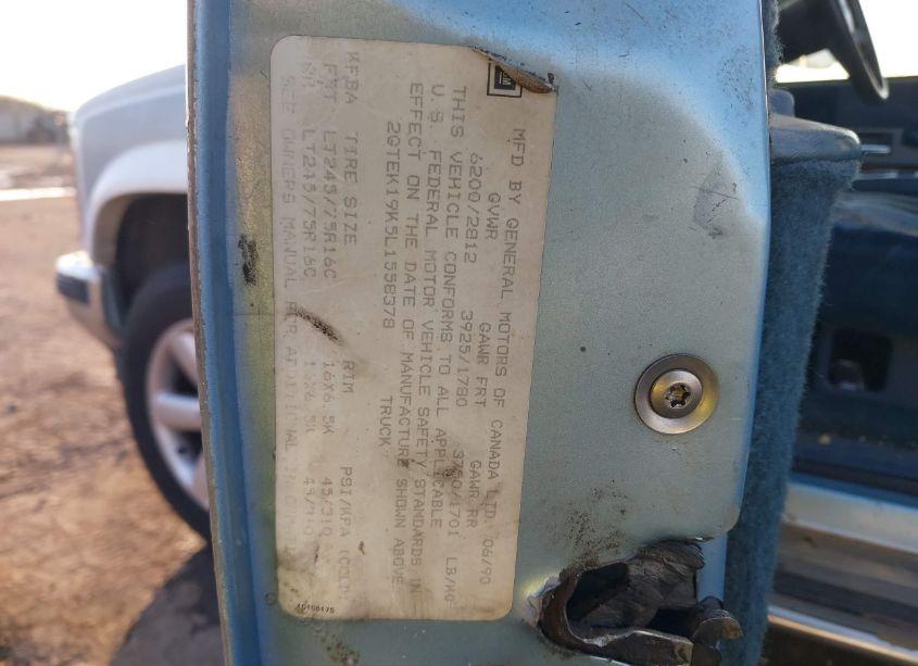 Photo 9 of 1990 Gmc Sierra K1500 (VIN 2GTEK19K5L1558378)