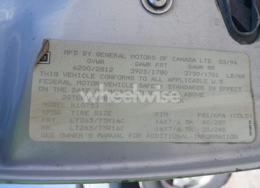 Photo 9 of 1994 Gmc Sierra K1500 (VIN 2GTEK19K9R1548669)