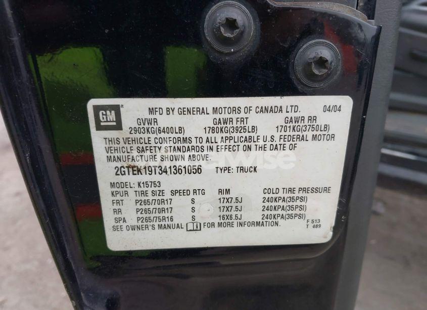 Photo 9 of 2004 Gmc Sierra 1500 SLT (VIN 2GTEK19T341361056)