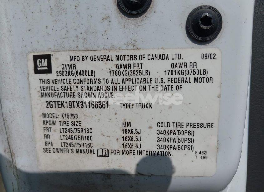 Photo 9 of 2003 Gmc Sierra 1500 SLE (VIN 2GTEK19TX31166361)