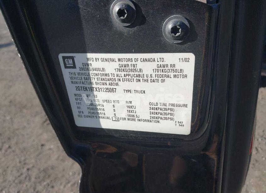 Photo 9 of 2003 Gmc Sierra 1500 SLE (VIN 2GTEK19TX31225067)