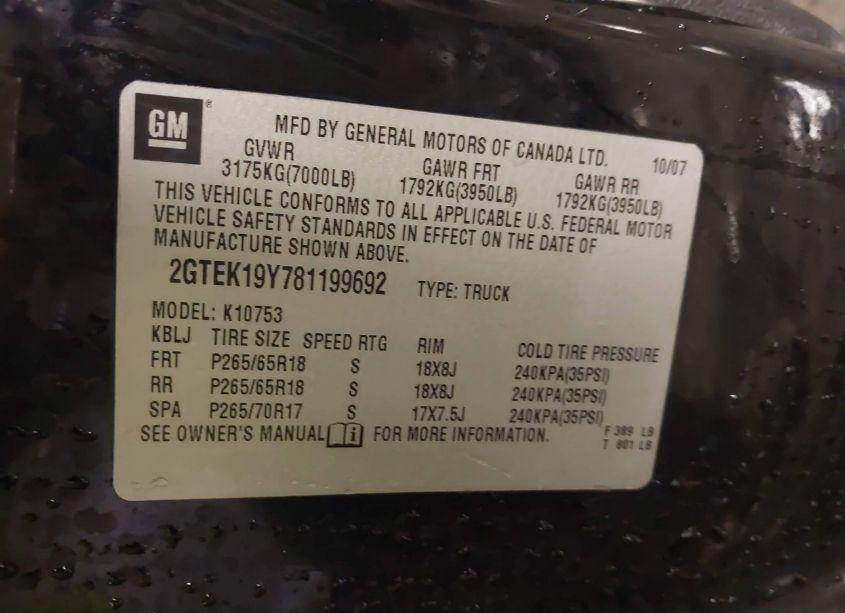 Photo 9 of 2008 Gmc Sierra 1500 SLT (VIN 2GTEK19Y781199692)