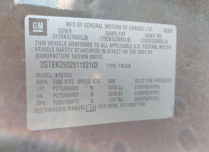 Photo 9 of 2009 Gmc Sierra 1500 SLE (VIN 2GTEK290291122102)