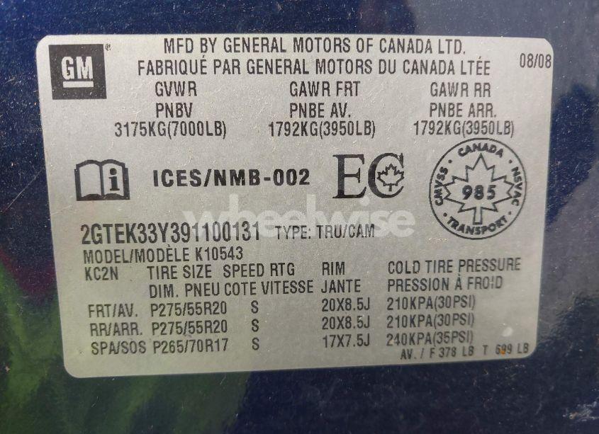 Photo 9 of 2009 Gmc Sierra 1500 SLT (VIN 2GTEK33Y391100131)