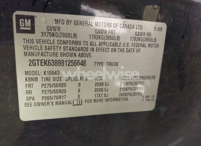 Photo 9 of 2008 Gmc Sierra 1500 DENALI (VIN 2GTEK638881256648)
