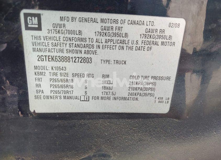 Photo 9 of 2008 Gmc Sierra 1500 DENALI (VIN 2GTEK638881272803)