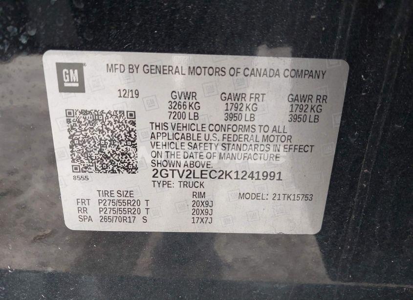 Photo 9 of 2019 Gmc Sierra 1500 LIMITED (VIN 2GTV2LEC2K1241991)