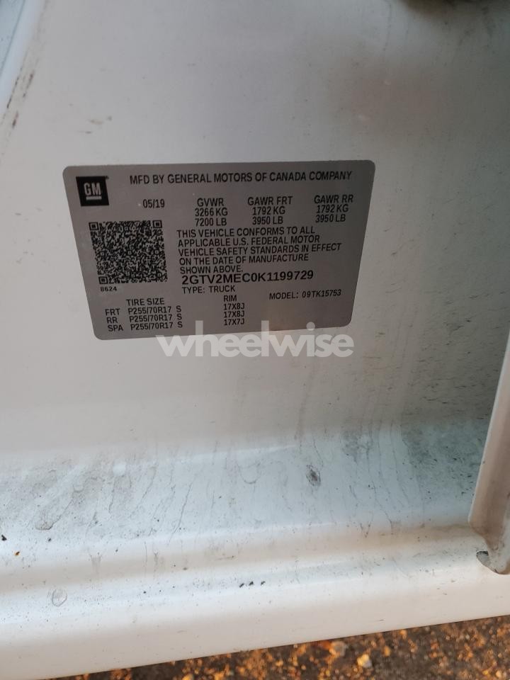 Photo 12 of 2019 GMC SIERRA LIMITED K1500 SLE (VIN 2GTV2MEC0K1199729)
