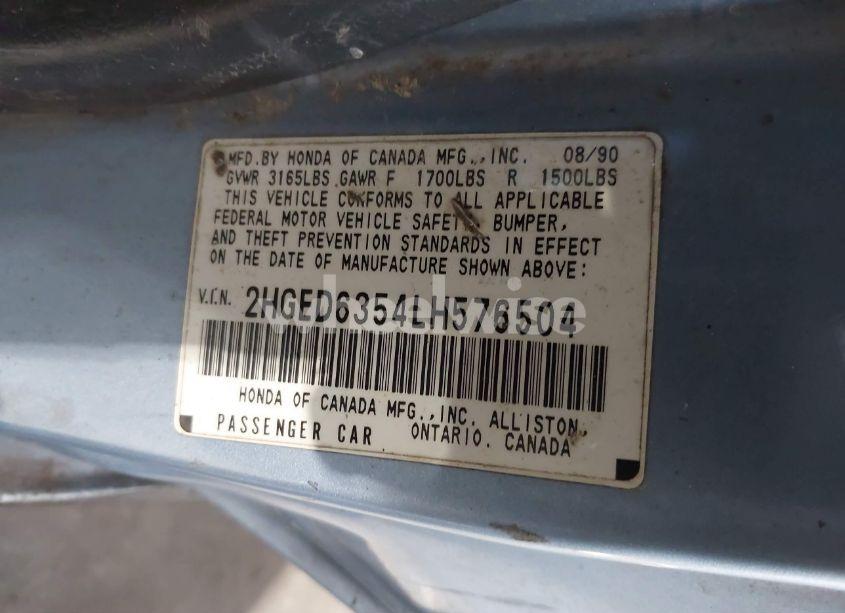 Photo 9 of 1991 Honda Civic (VIN 2HGED6344MH506820)