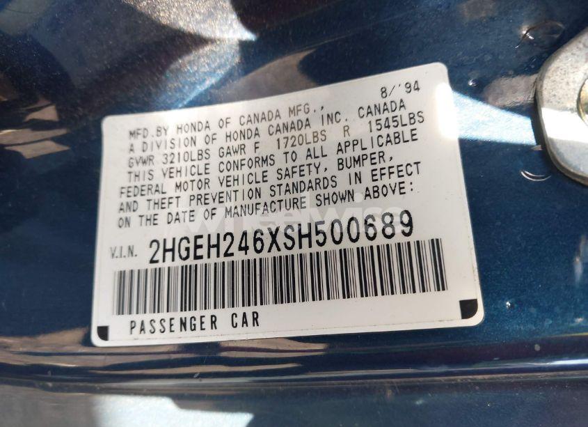 Photo 9 of 1995 Honda Civic DX (VIN 2HGEH246XSH500689)