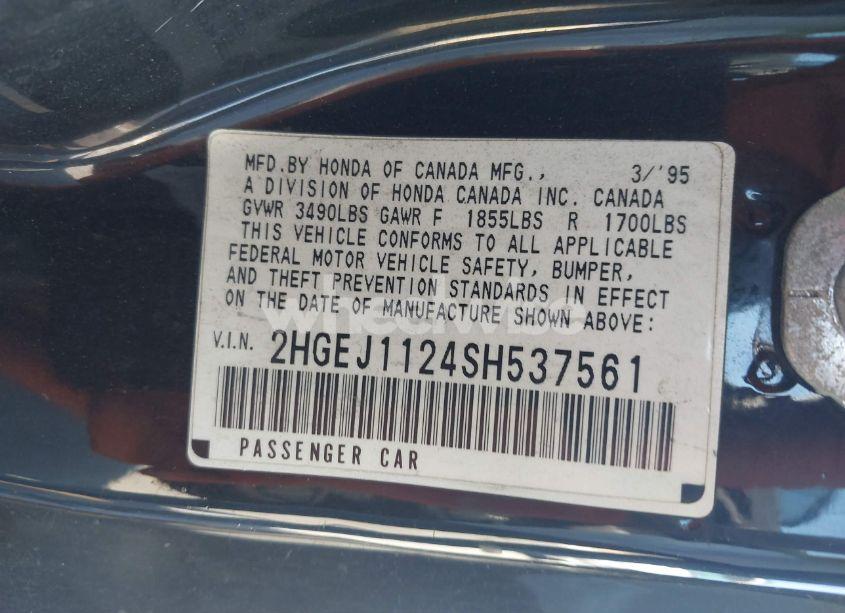 Photo 9 of 1995 Honda Civic EX (VIN 2HGEJ1124SH537561)