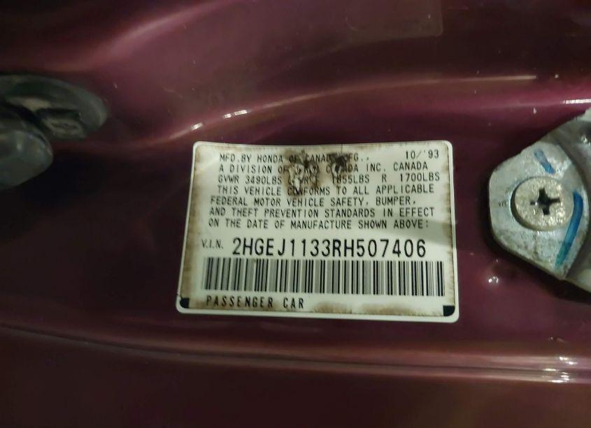 Photo 9 of 1994 Honda Civic EX (VIN 2HGEJ1133RH507406)