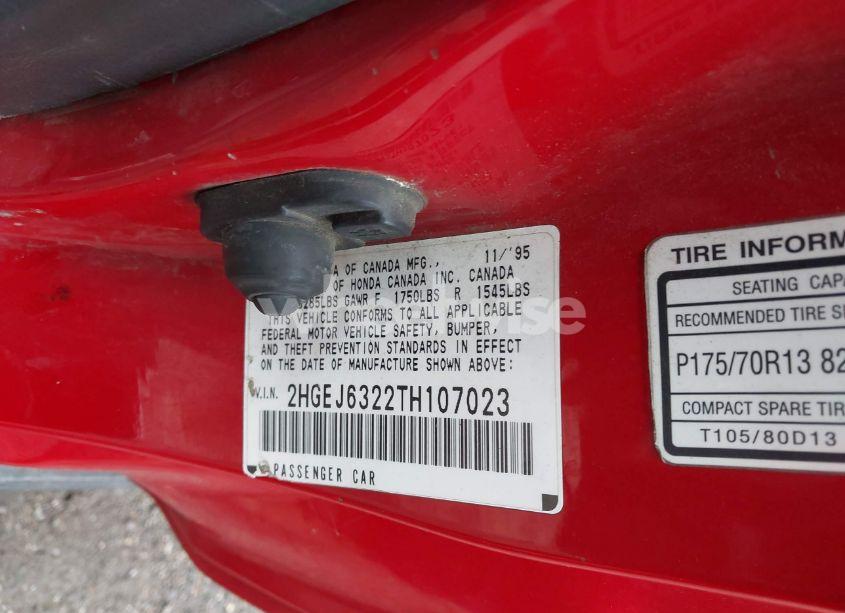 Photo 9 of 1996 Honda Civic CX (VIN 2HGEJ6322TH107023)