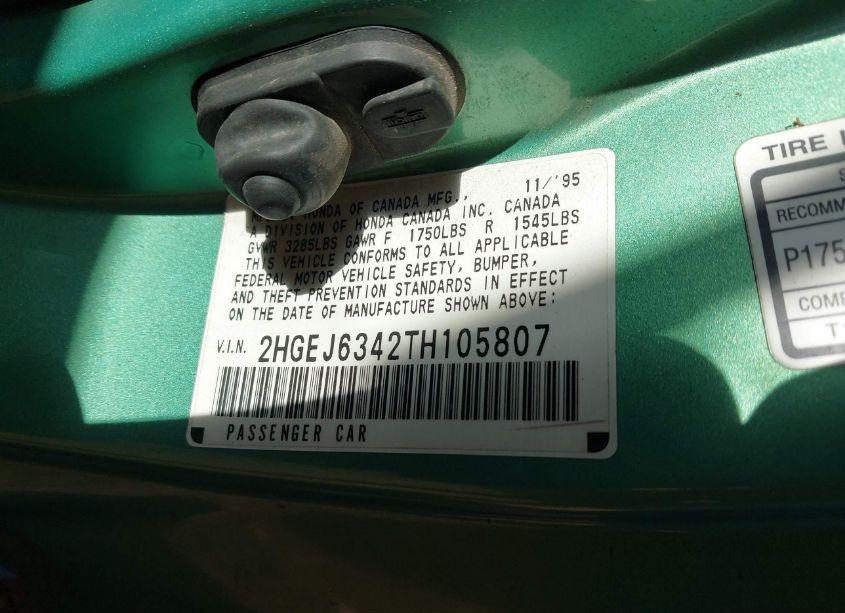 Photo 9 of 1996 Honda Civic DX (VIN 2HGEJ6342TH105807)