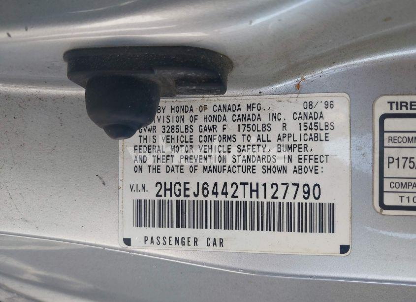 Photo 9 of 1996 Honda Civic DX (VIN 2HGEJ6442TH127790)