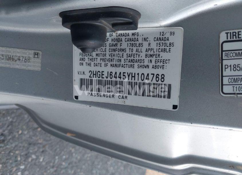 Photo 9 of 2000 Honda Civic DX (VIN 2HGEJ6445YH104768)