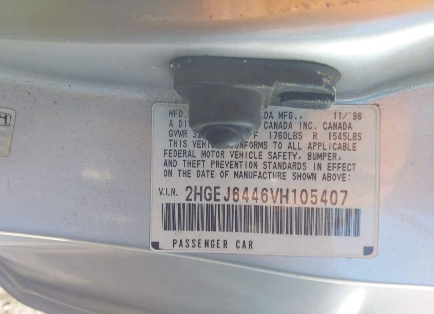 Photo 9 of 1997 Honda Civic DX (VIN 2HGEJ6446VH105407)