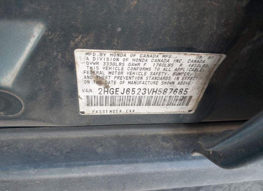 Photo 9 of 1997 Honda Civic DX (VIN 2HGEJ6523VH587685)