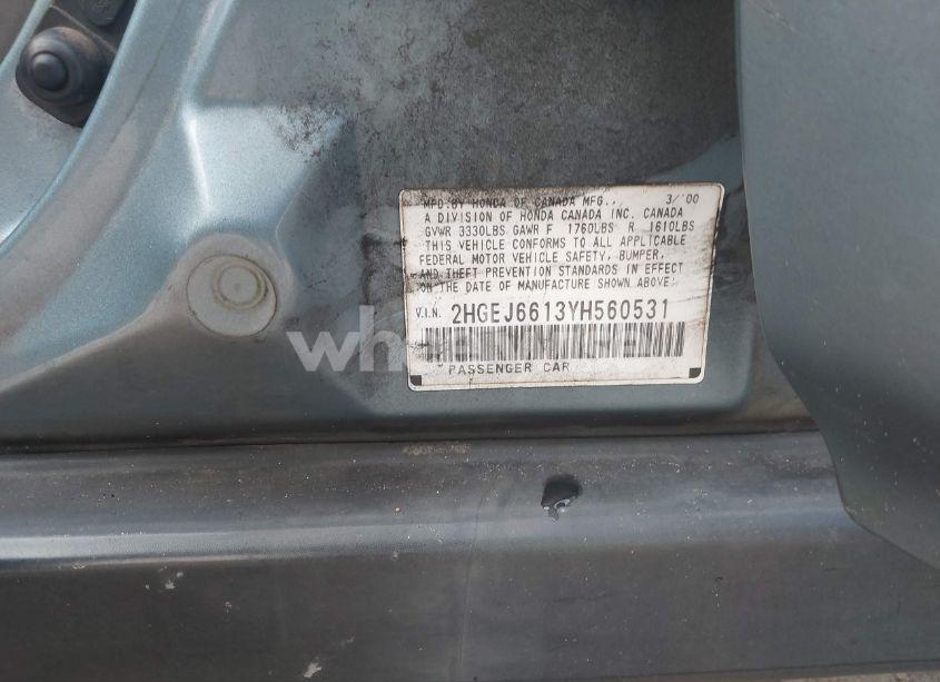 Photo 9 of 2000 Honda Civic VALUE PACKAGE (VIN 2HGEJ6613YH560531)