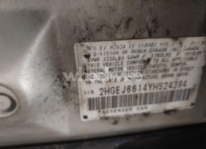 Photo 9 of 2000 Honda Civic VALUE PACKAGE (VIN 2HGEJ6614YH524394)