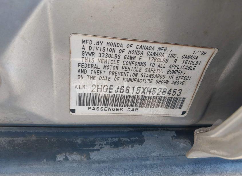 Photo 9 of 1999 Honda Civic VALUE PACKAGE (VIN 2HGEJ6615XH528453)